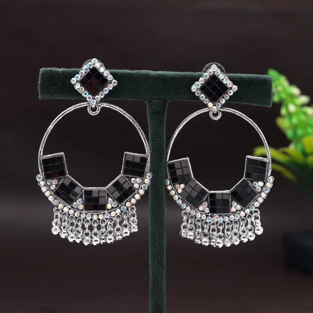 Black Color Oxidised Earrings